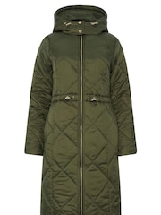 M&Co Green Diamond Quilted Midi Coat - Image 4 of 4