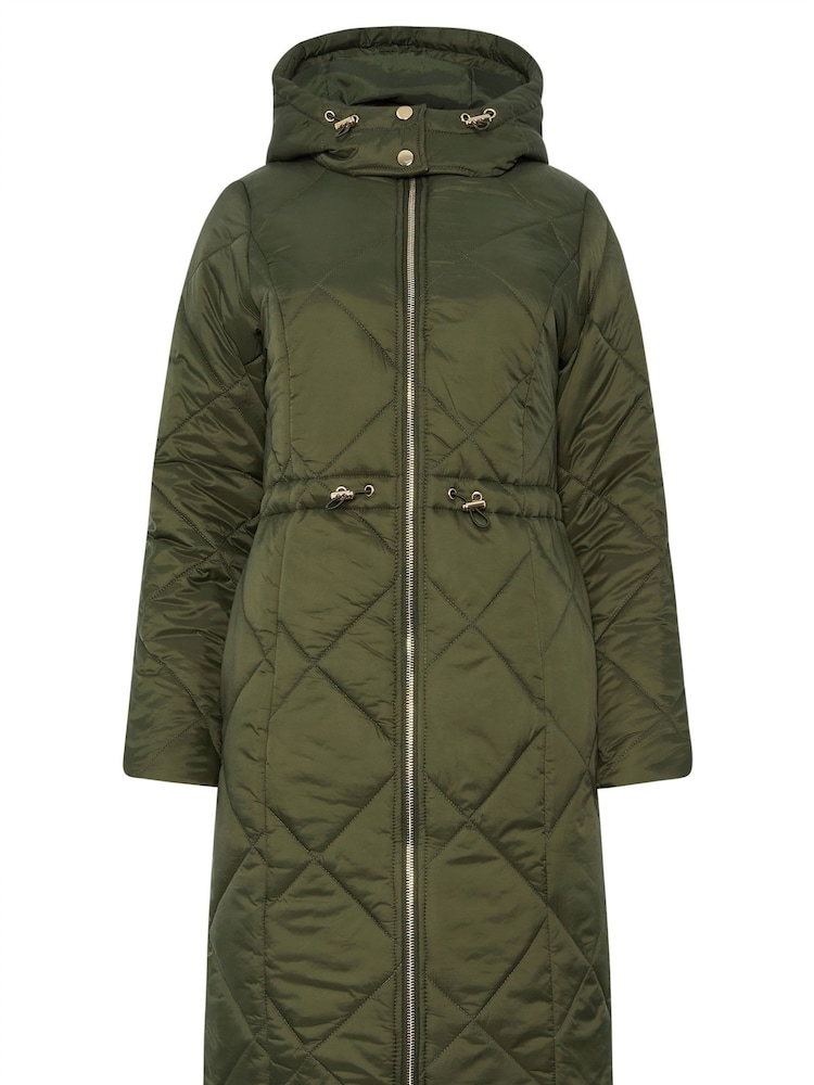 M&Co Green Diamond Quilted Midi Coat - Image 4 of 4