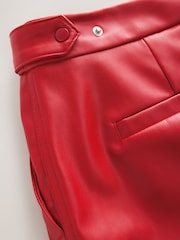 Red Faux Leather Barrel Leg Trousers - Image 8 of 9