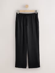 Black Satin Tie Waist Wide Leg Trousers - Image 5 of 8