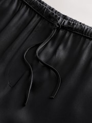 Black Satin Tie Waist Wide Leg Trousers - Image 6 of 8