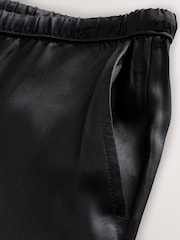 Black Satin Tie Waist Wide Leg Trousers - Image 7 of 8