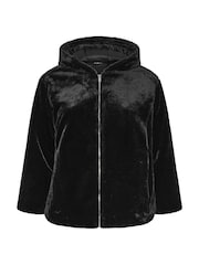 Yours Curve Black Faux Fur Hooded Jacket - Image 5 of 5
