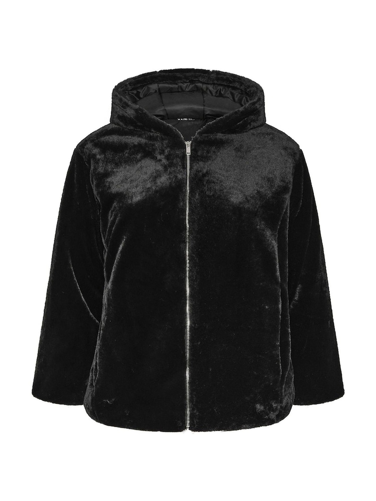 Yours Curve Black Faux Fur Hooded Jacket - Image 5 of 5