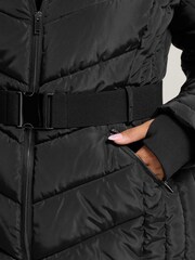 Yours Curve Black Ski Coat With Buckle - Image 4 of 6