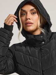 Yours Curve Black Ski Coat With Buckle - Image 5 of 6