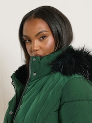 Yours Curve Green Short Puffa Coat - Image 4 of 5