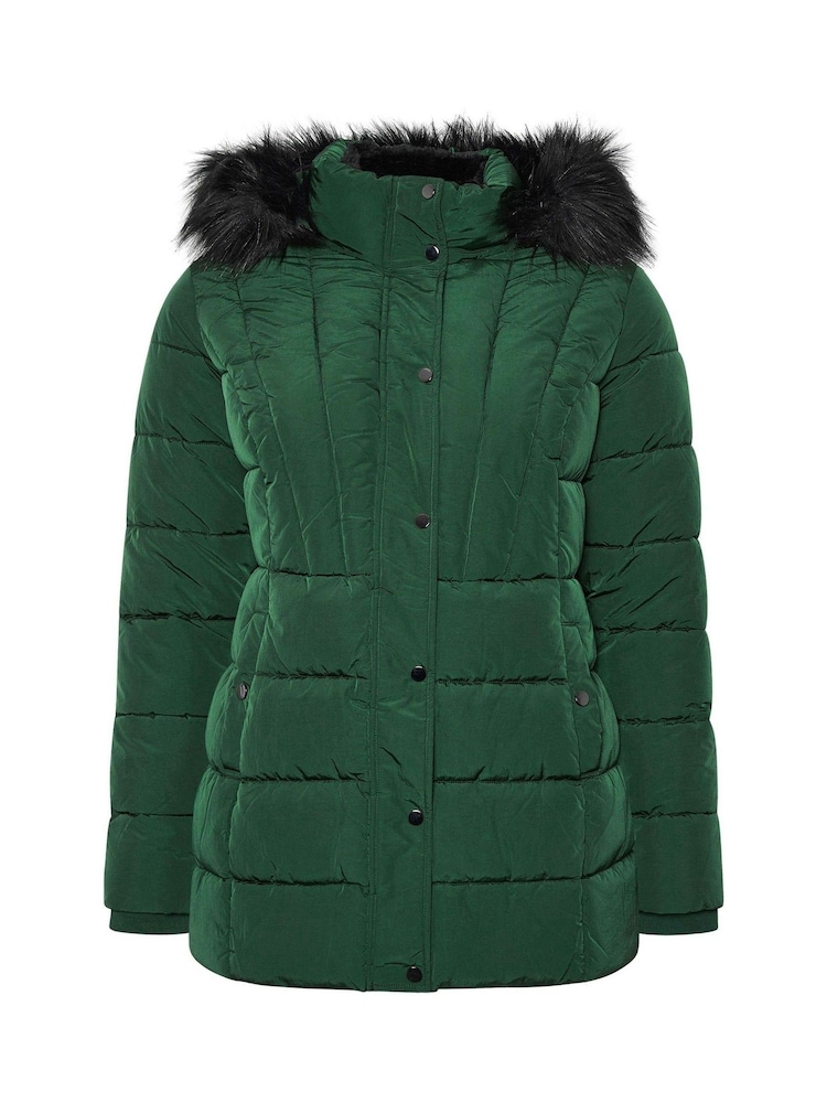 Yours Curve Green Short Puffa Coat - Image 5 of 5