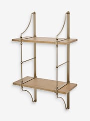 Natural Gold Metal and Wood 2 Tier Shelf - Image 1 of 2