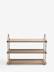 Natural Gold Metal and Wood 3 Tier Shoe Storage - Image 2 of 2