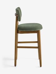 Relaxed Chenille Forest Green Dark Wood Leg Wrenley Bar Stool - Image 5 of 9