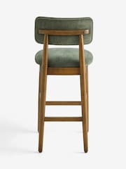 Relaxed Chenille Forest Green Dark Wood Leg Wrenley Bar Stool - Image 6 of 9