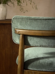 Relaxed Chenille Forest Green Dark Wood Leg Wrenley Bar Stool - Image 8 of 9