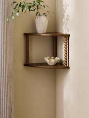 Natural Wood Bobbin Corner Display Shelf - Image 1 of 3