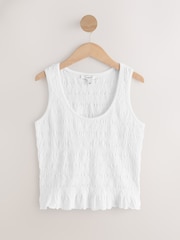 White Shirred Modal Scoop Neck Vest - Image 5 of 7