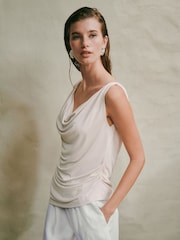 Ecru N. Premium Polymodal Sleeveless Drape Top - Image 1 of 8