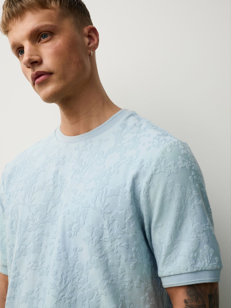 Blue Smart Textured T-Shirt - Image 1 of 3