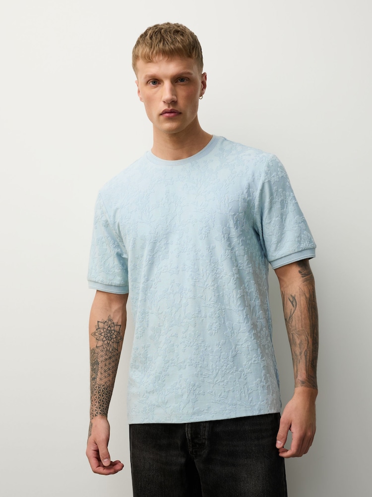 Blue Smart Textured T-Shirt - Image 2 of 3