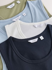 White / Green / Navy / Blue Trident Vest 4 Pack - Image 6 of 8