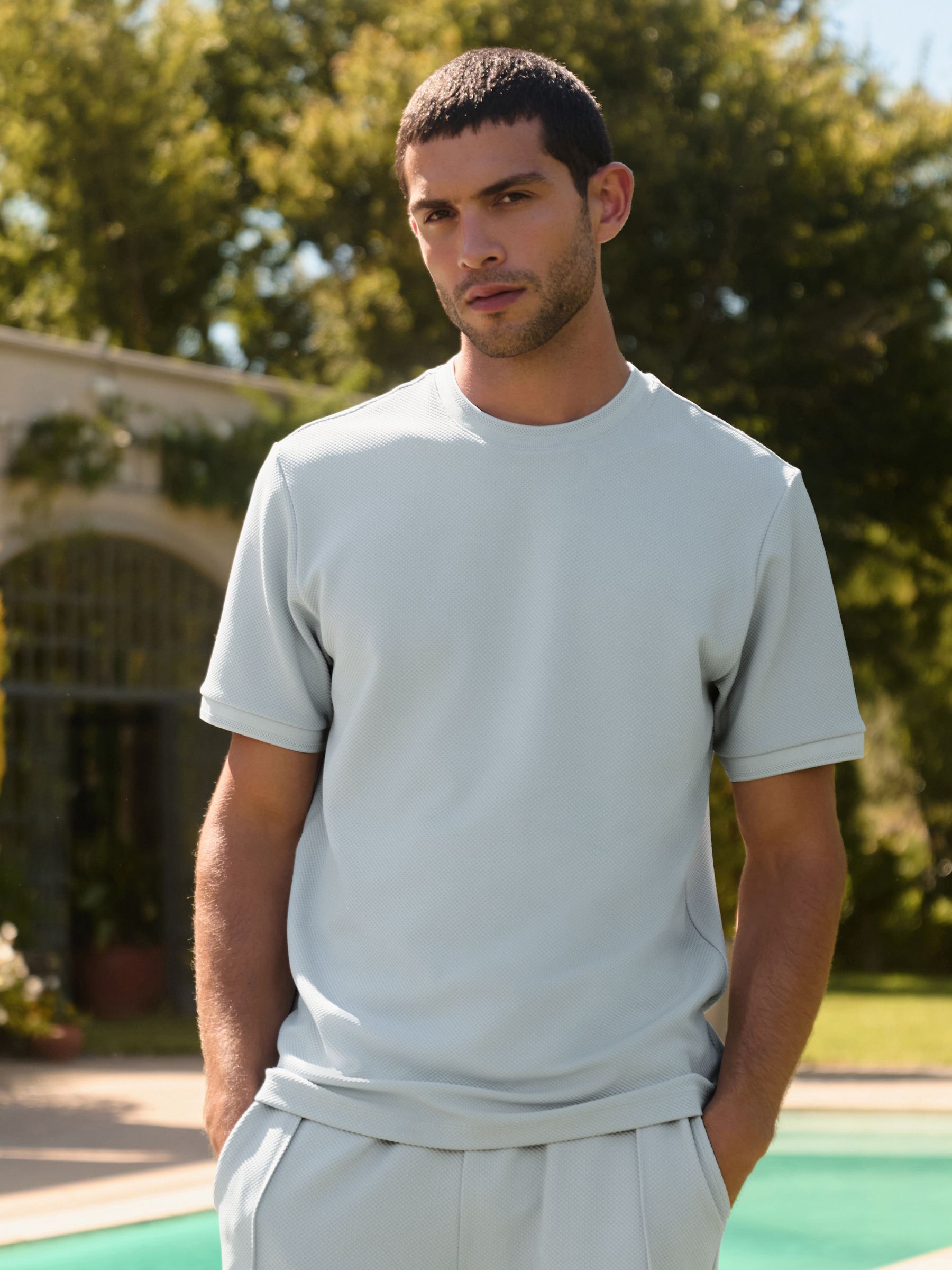 Buy Blue Textured T-Shirt from the Next UK online shop