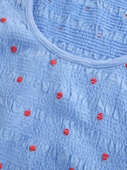 Blue/Red Polka Dot Shirred Modal Scoop Neck Vest - Image 7 of 8