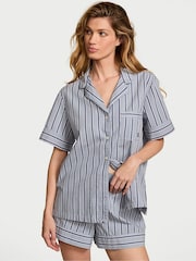 Victoria's Secret Blue Stripe Heritage Cotton Short Pyjamas Set - Image 1 of 2