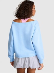 Victoria's Secret Pink Blue Dancer Off The Shoulder Fleece Sweatshirt - Image 2 of 2