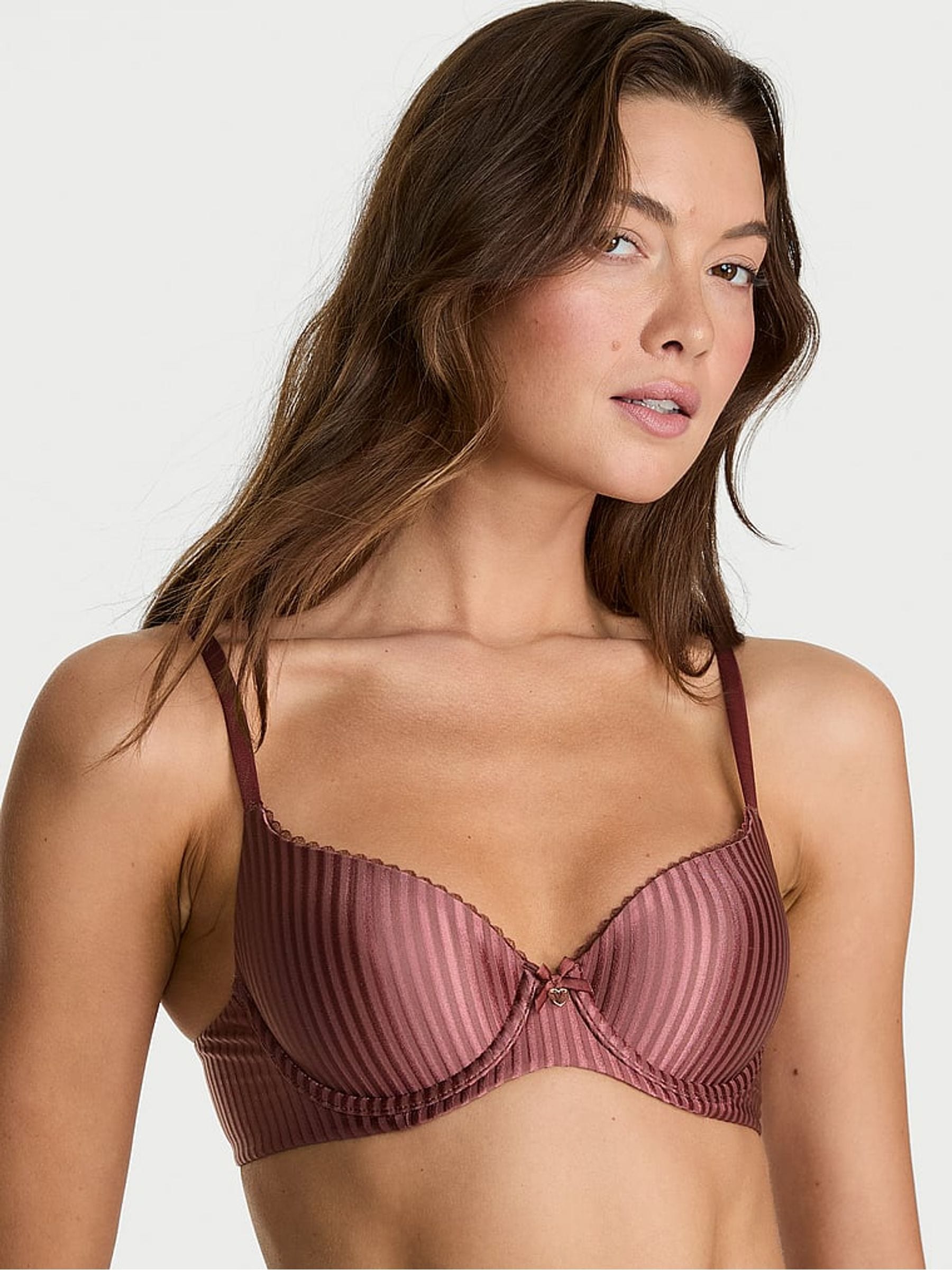 Victoria's Secret Morning Rose Pink Stripe Demi Bra