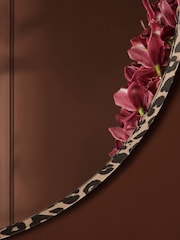 Natural Leopard Animal Print Round 60cm Wall Mirror - Image 3 of 5