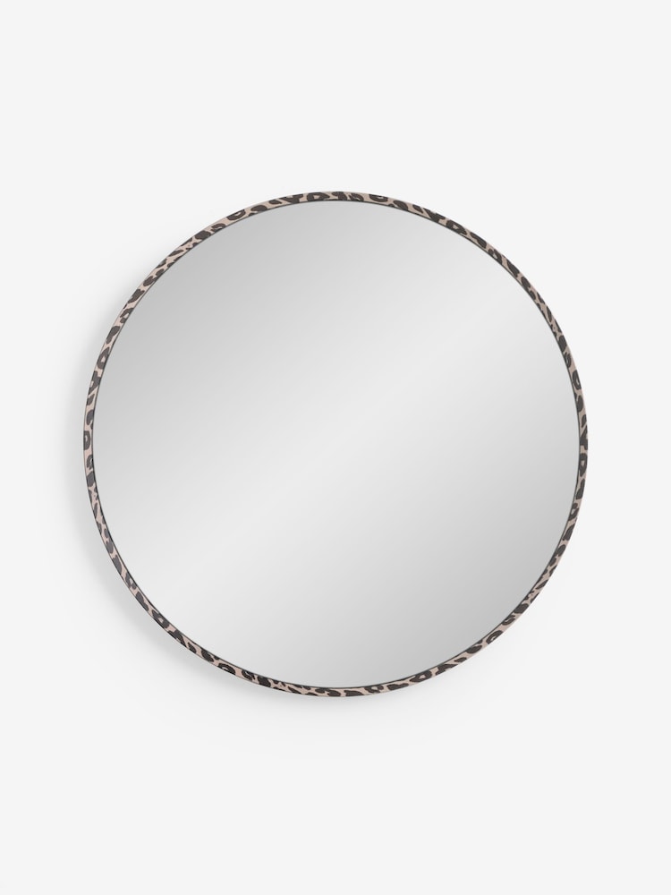 Natural Leopard Animal Print Round 60cm Wall Mirror - Image 5 of 5
