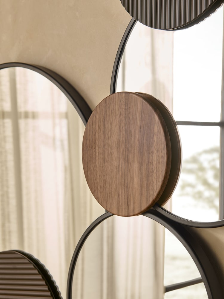 Natural Black Bronx Round Cluster Wall Mirror - Image 2 of 4 Natural Black Bronx Round Cluster Wall Mirror - Image 2 of 4