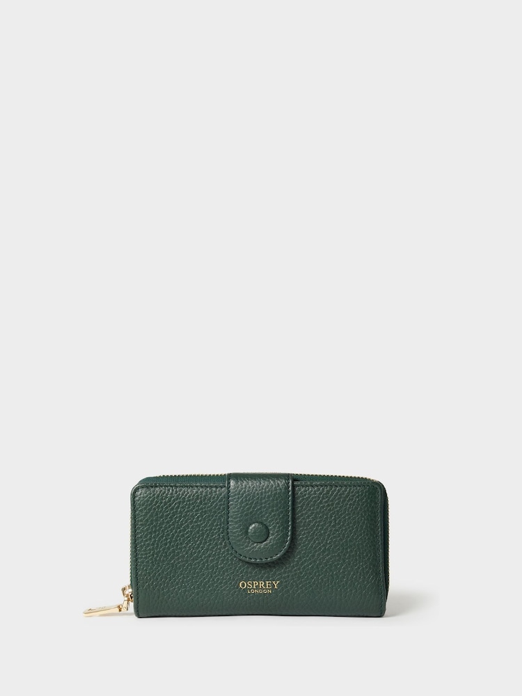 Osprey London Green The Core Medium Leather Popper Matinee Purse - Image 1 of 5