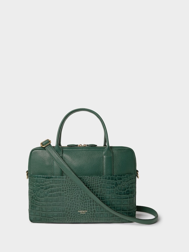 Osprey London Kellie Croc Grain Leather Laptop Bag - Image 1 of 6