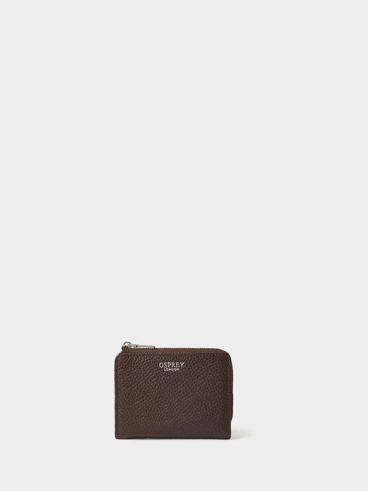 Osprey London The Core Medium Leather Zip Matinee Brown Purse - Image 1 of 5