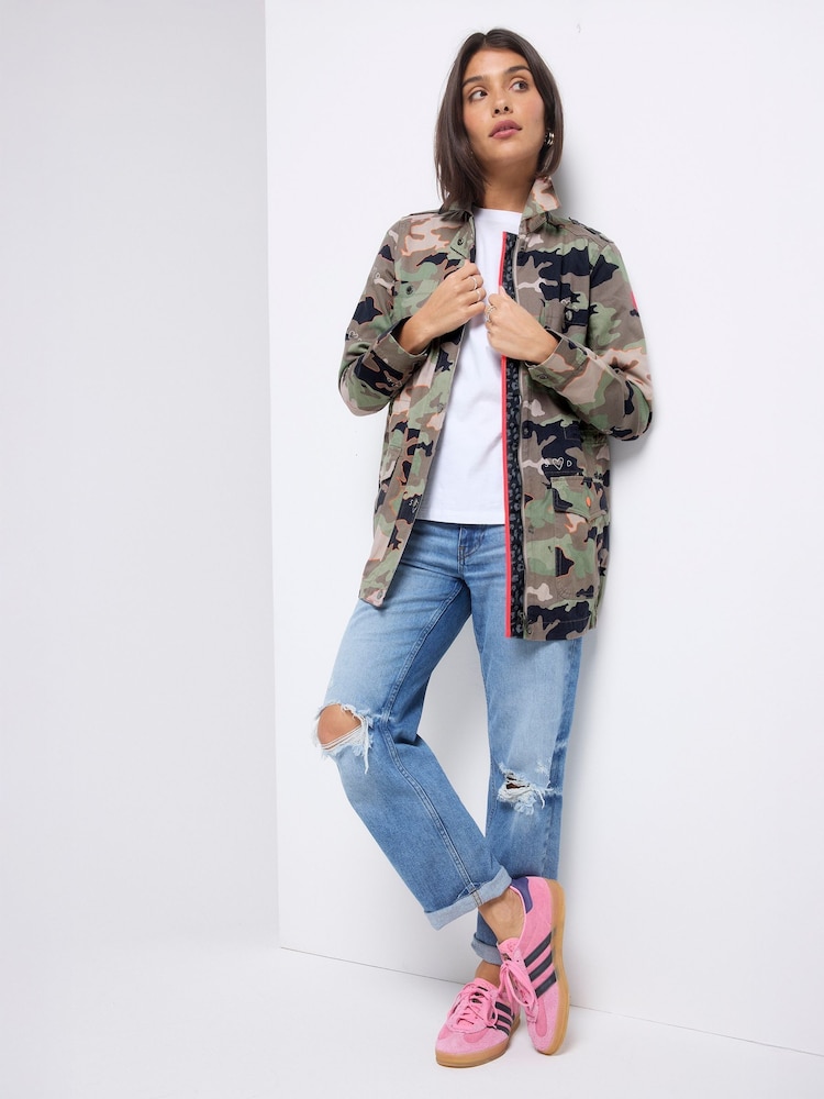 SCAMP & DUDE Green Shacket Cotton Camo Print - Image 1 of 5 SCAMP & DUDE Green Shacket Cotton Camo Print - Image 1 of 5