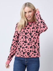 Rosa - SCAMP & DUDE Classic Sweatshirt With Leopard & Lightning Bolt - Imagen 1 de 5