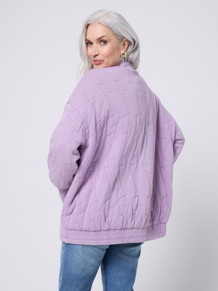SCAMP & DUDE Purple Quilted Bolt Bomber Jacket - Image 5 of 5 SCAMP & DUDE Purple Quilted Bolt Bomber Jacket - Image 5 of 5