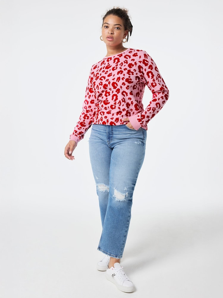 SCAMP & DUDE Pink Leopard & Lightning Bolt Sweatshirt - Image 2 of 4 SCAMP & DUDE Pink Leopard & Lightning Bolt Sweatshirt - Image 2 of 4
