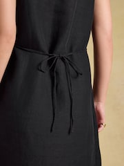 Joules Delphine Black V Neck Shift Dress With Linen - Image 3 of 7