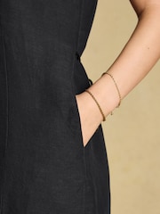 Joules Delphine Black V Neck Shift Dress With Linen - Image 5 of 7