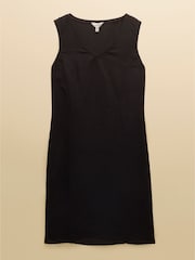 Joules Delphine Black V Neck Shift Dress With Linen - Image 7 of 7