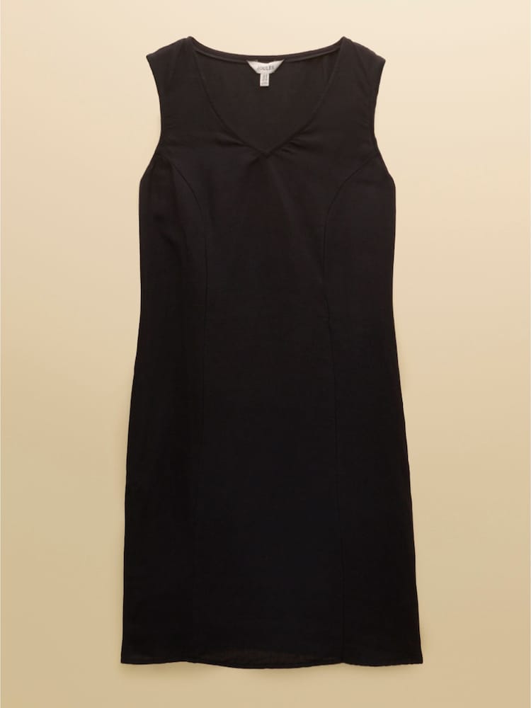 Joules Delphine Black V Neck Shift Dress With Linen - Image 7 of 7 Joules Delphine Black V Neck Shift Dress With Linen - Image 7 of 7