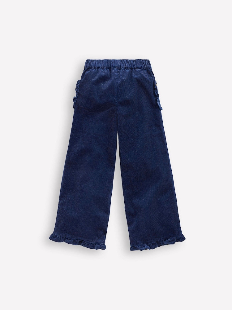 Boden Blue Cord Frill Pull-on Trousers - Image 2 of 3 Boden Blue Cord Frill Pull-on Trousers - Image 2 of 3