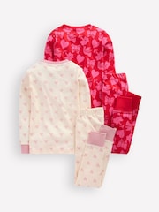Boden Pink Heart Twin Pack Snug Pyjamas - Image 2 of 3