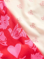 Boden Pink Heart Twin Pack Snug Pyjamas - Image 3 of 3