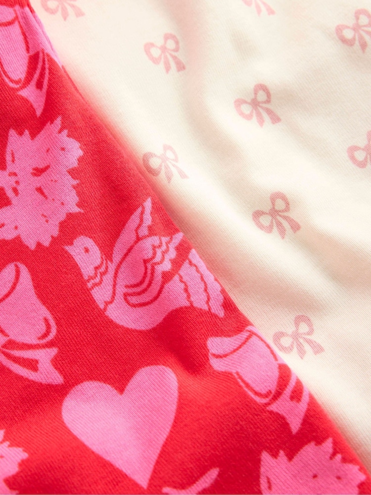 Boden Pink Heart Twin Pack Snug Pyjamas - Image 3 of 3