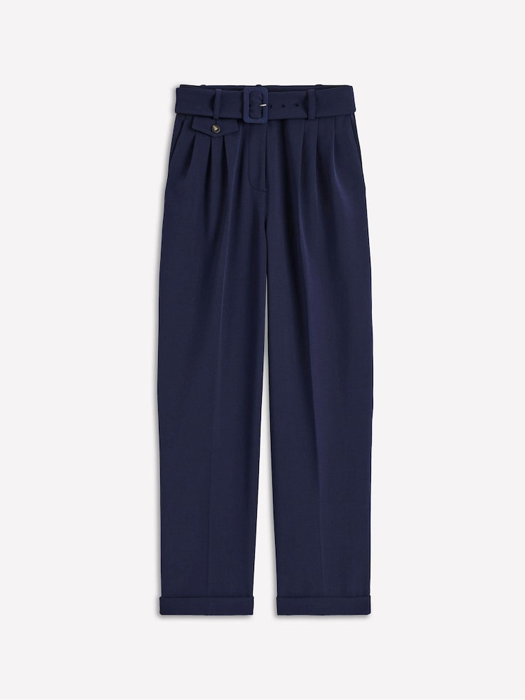Boden Blue Pleat Front Trousers - Image 6 of 6 Boden Blue Pleat Front Trousers - Image 6 of 6