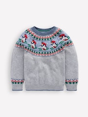 Boden Grey Penguin Fair Isle Jumper - Image 1 of 3