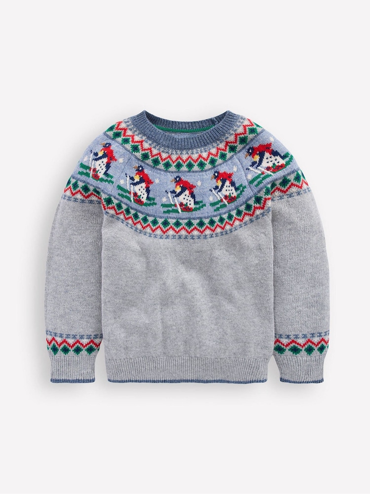 Boden Grey Penguin Fair Isle Jumper - Image 1 of 3