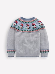 Boden Grey Penguin Fair Isle Jumper - Image 2 of 3